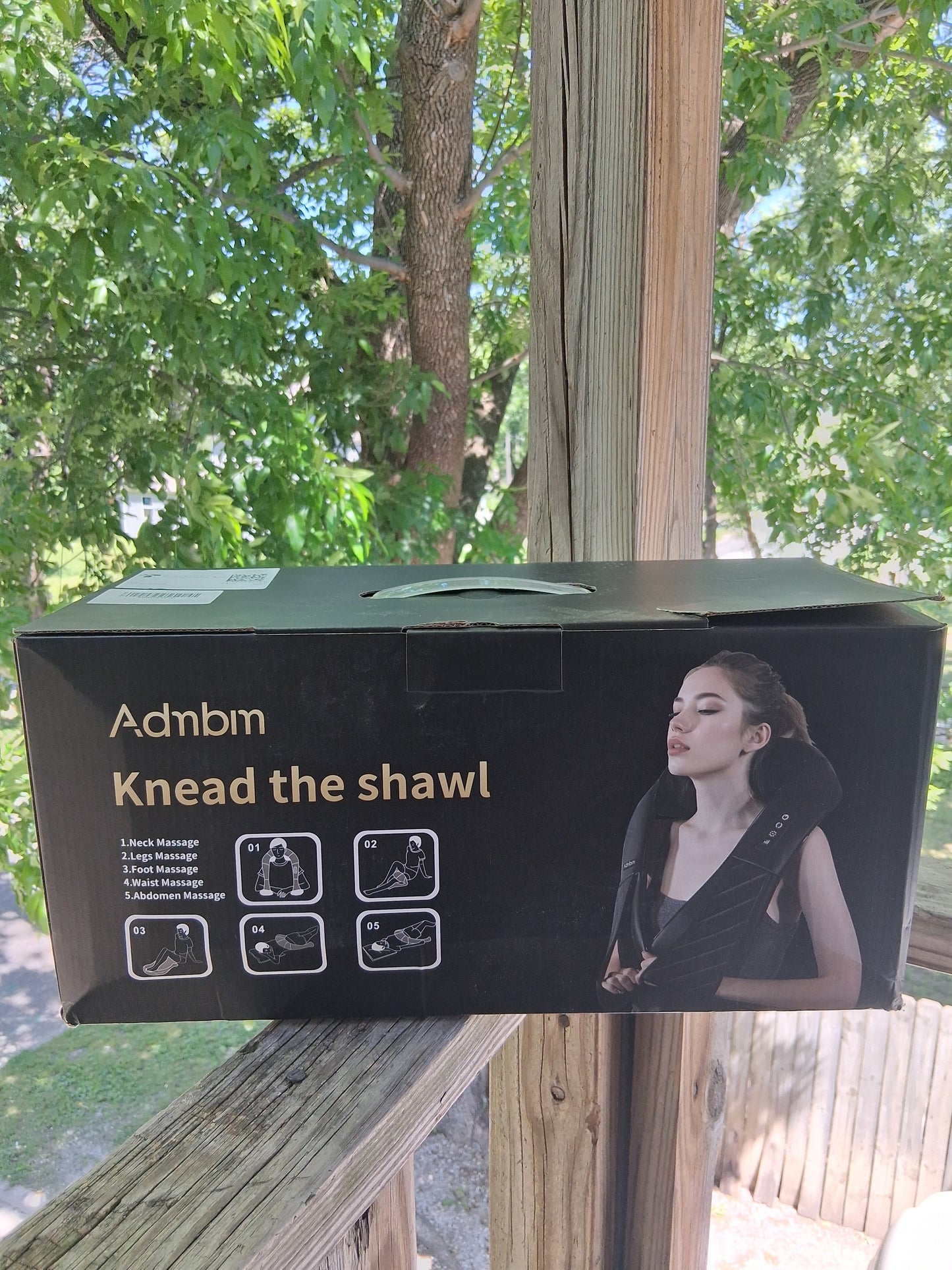 Adnbm Kneading Shawl Neck Massager 4-Head Rechargeable 7.4V — Black