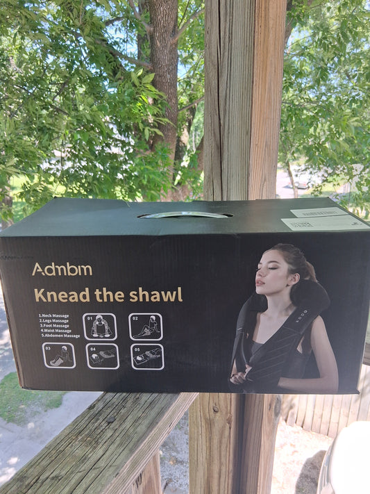 Adnbm Kneading Shawl Neck Massager 4-Head Rechargeable 7.4V — Black