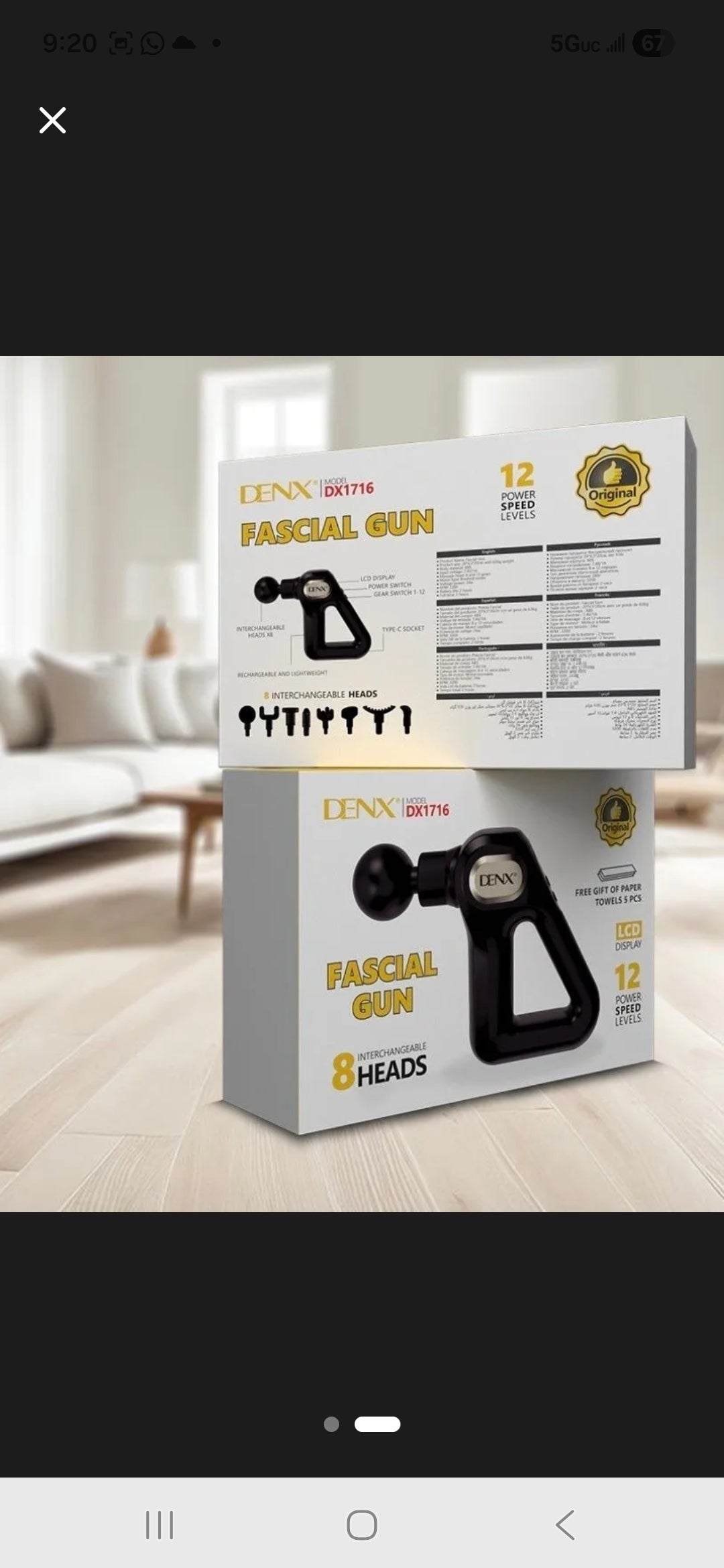 DENX DX1716 Massage Gun Black LCD Display 8 Heads 12 Speed USB Rechargeable