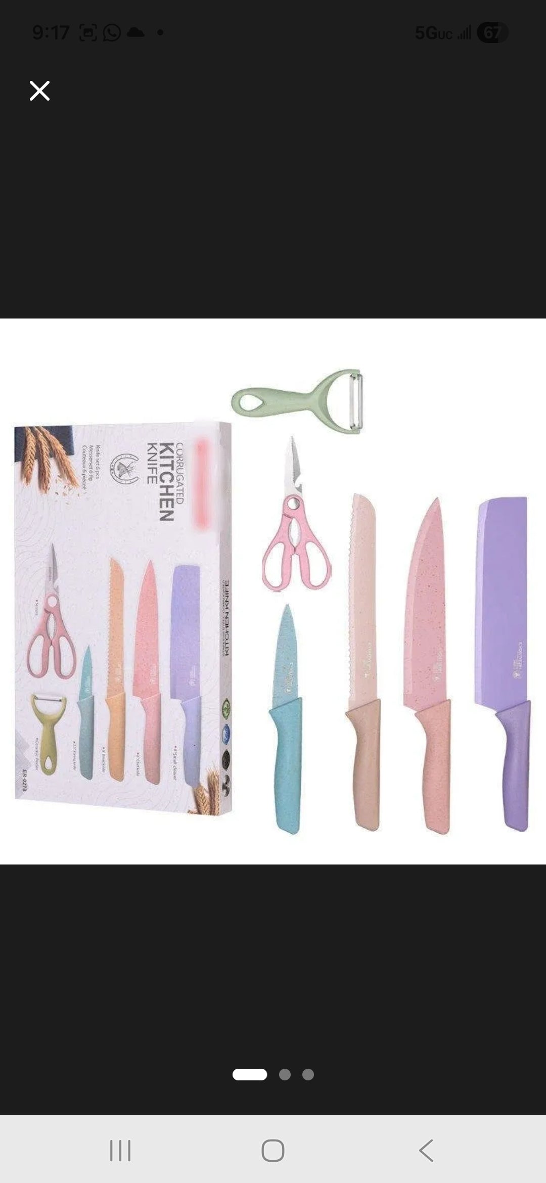 Multicolor 6-Piece Kitchen Knife Set With Cutting Board, Scissors & Peeler